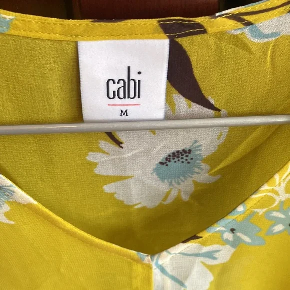 Cabi yellow floral top with liner - Picture 2 of 5